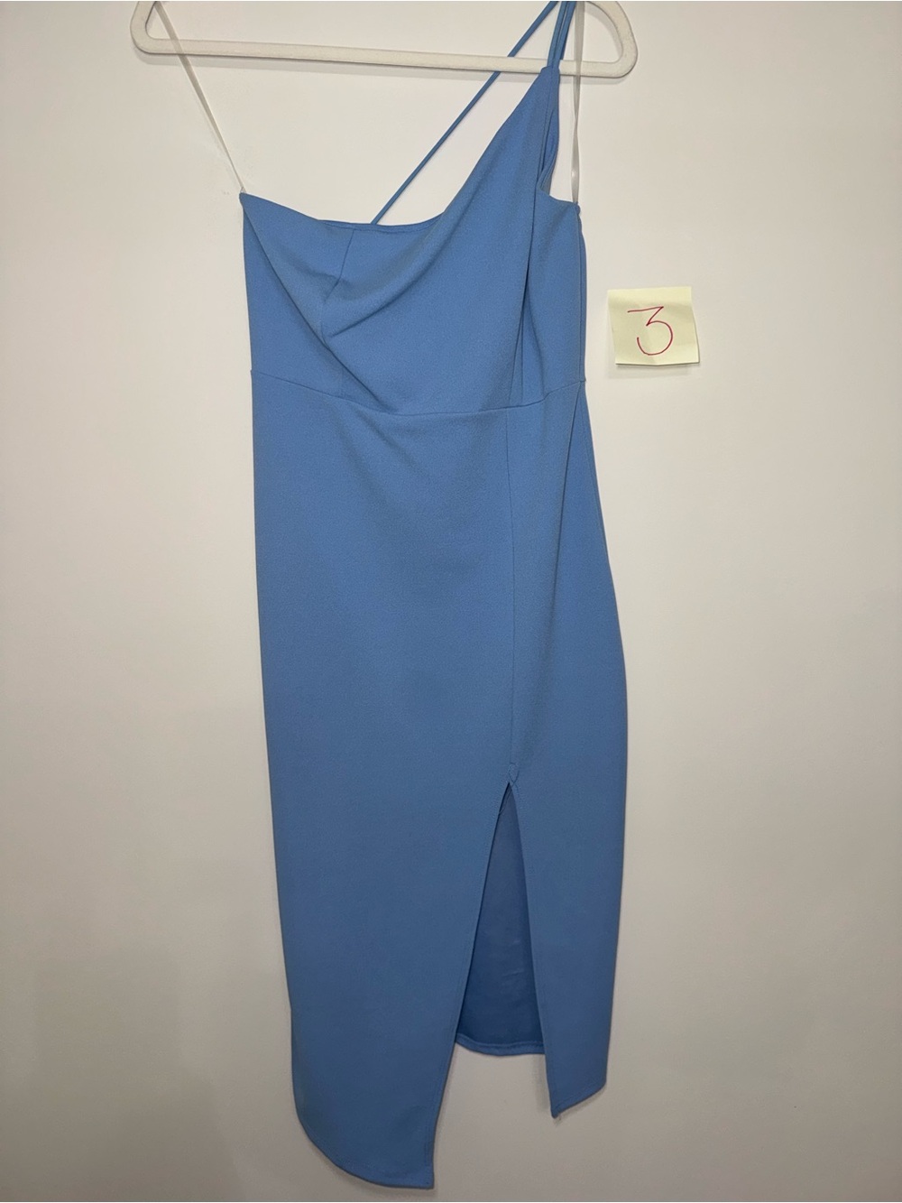 Sky-Blue One-Shoulder Asymmetric Dress